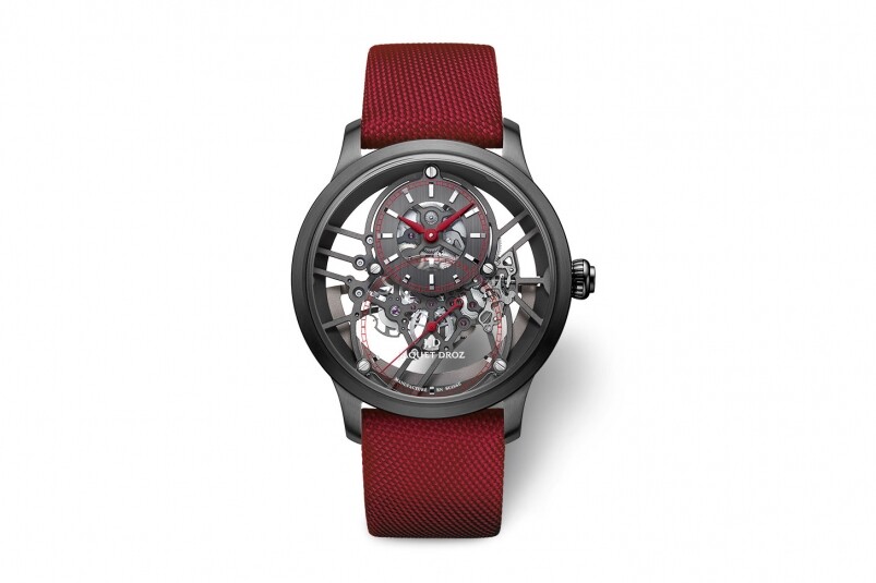 Jaquet Droz捐出的Only Watch，當然有品牌簽名式的「8」字錶盤，而且盡量鏤空，可清晰見