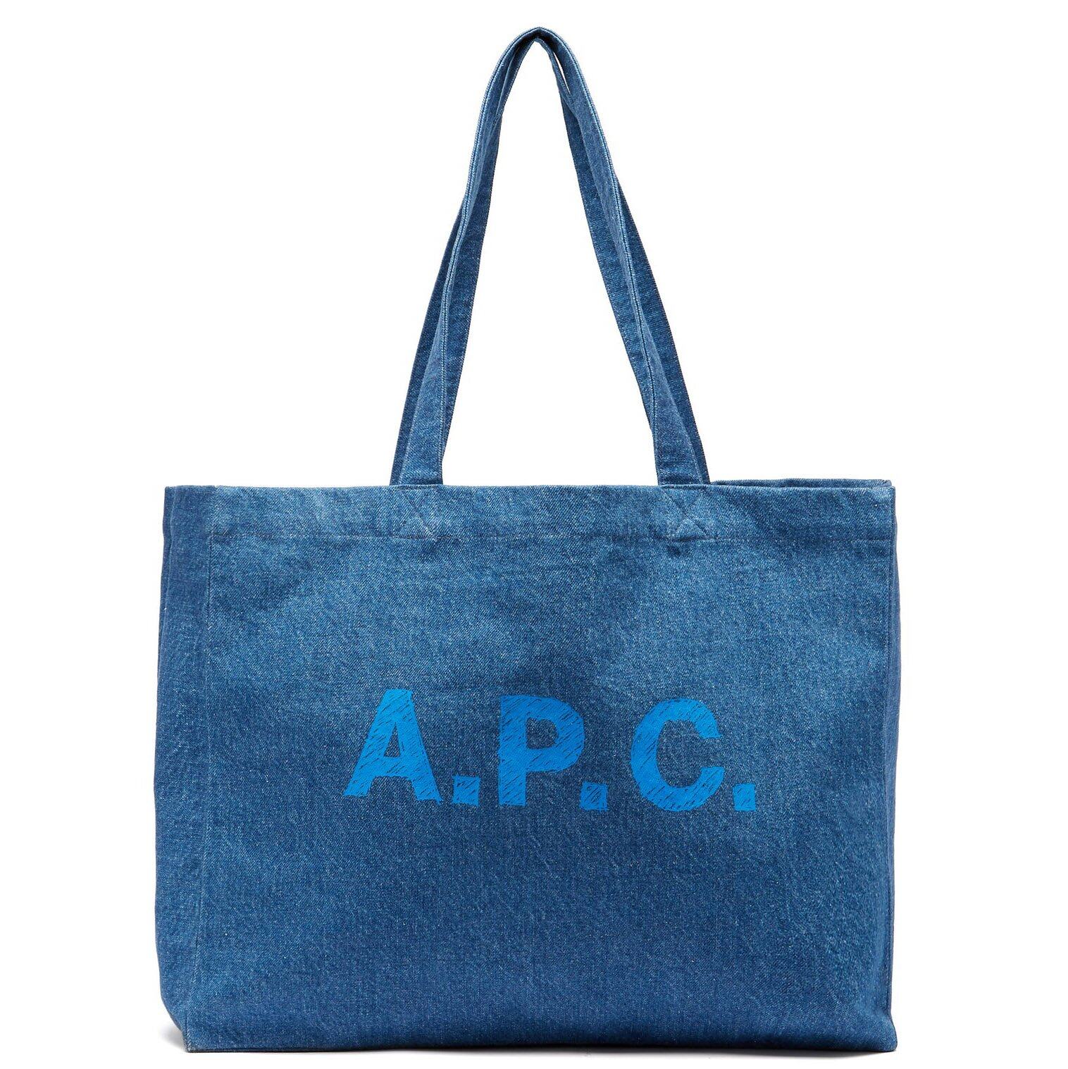 A.P.C. Diane logo-print denim shopping tote A.P.C. Diane logo-print denim shopping tote