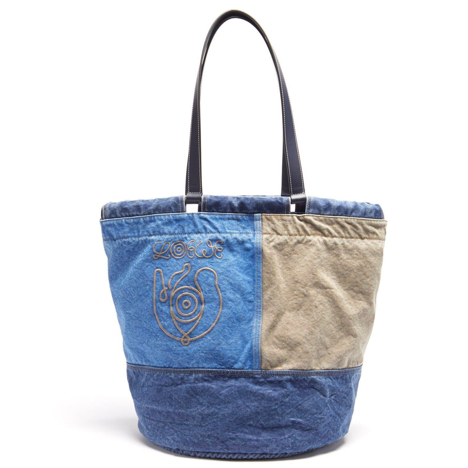 EYE/LOEWE/NATURE Logo-embroidered patchwork tote bag EYE/LOEWE/NATURE Logo-embroidered patchwork tote bag