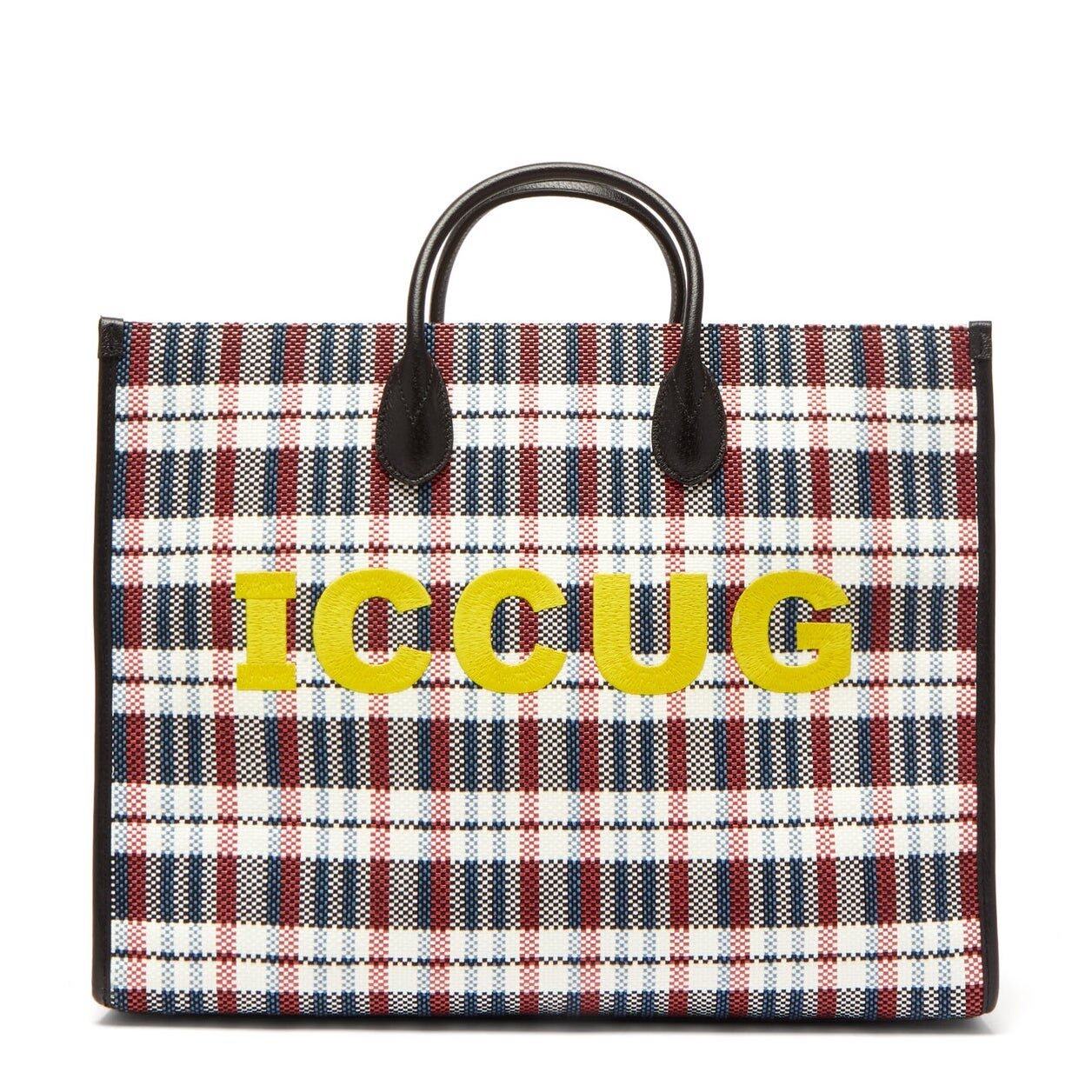 GUCCI Reverse logo-print faux-raffia tote bag GUCCI Reverse logo-print faux-raffia tote bag