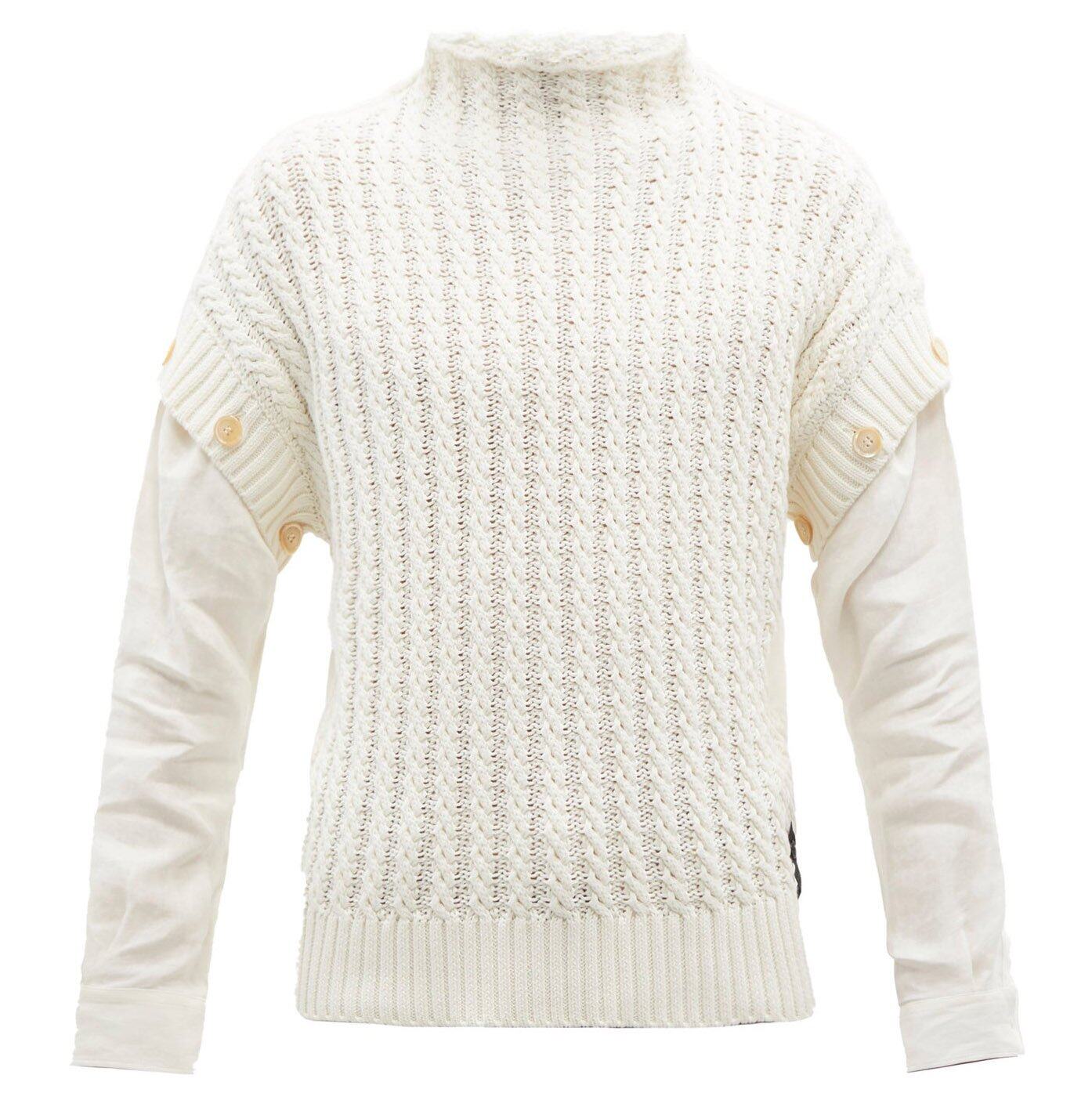 FENDI Detachable-sleeve cable-knitted cotton sweater