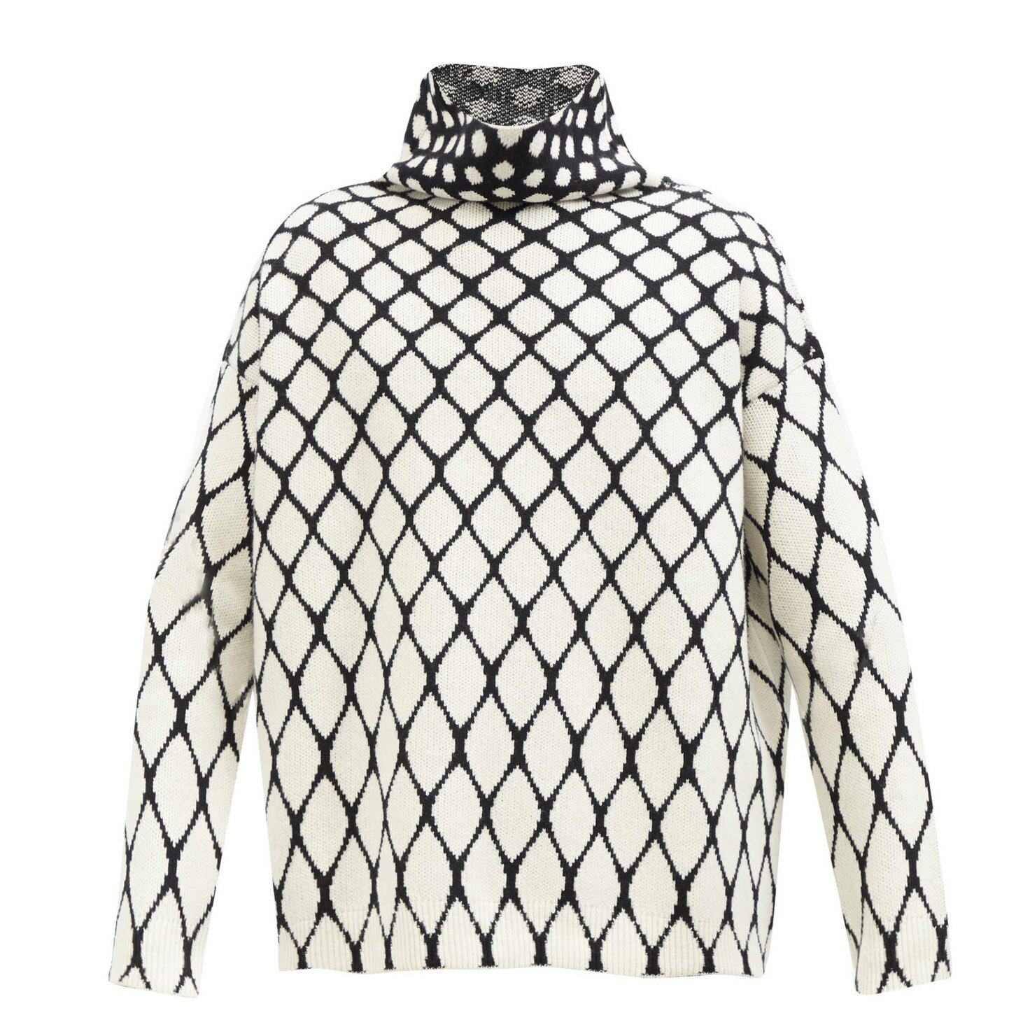 VALENTINO High-neck mesh-jacquard wool sweater VALENTINO High-neck mesh-jacquard wool sweater