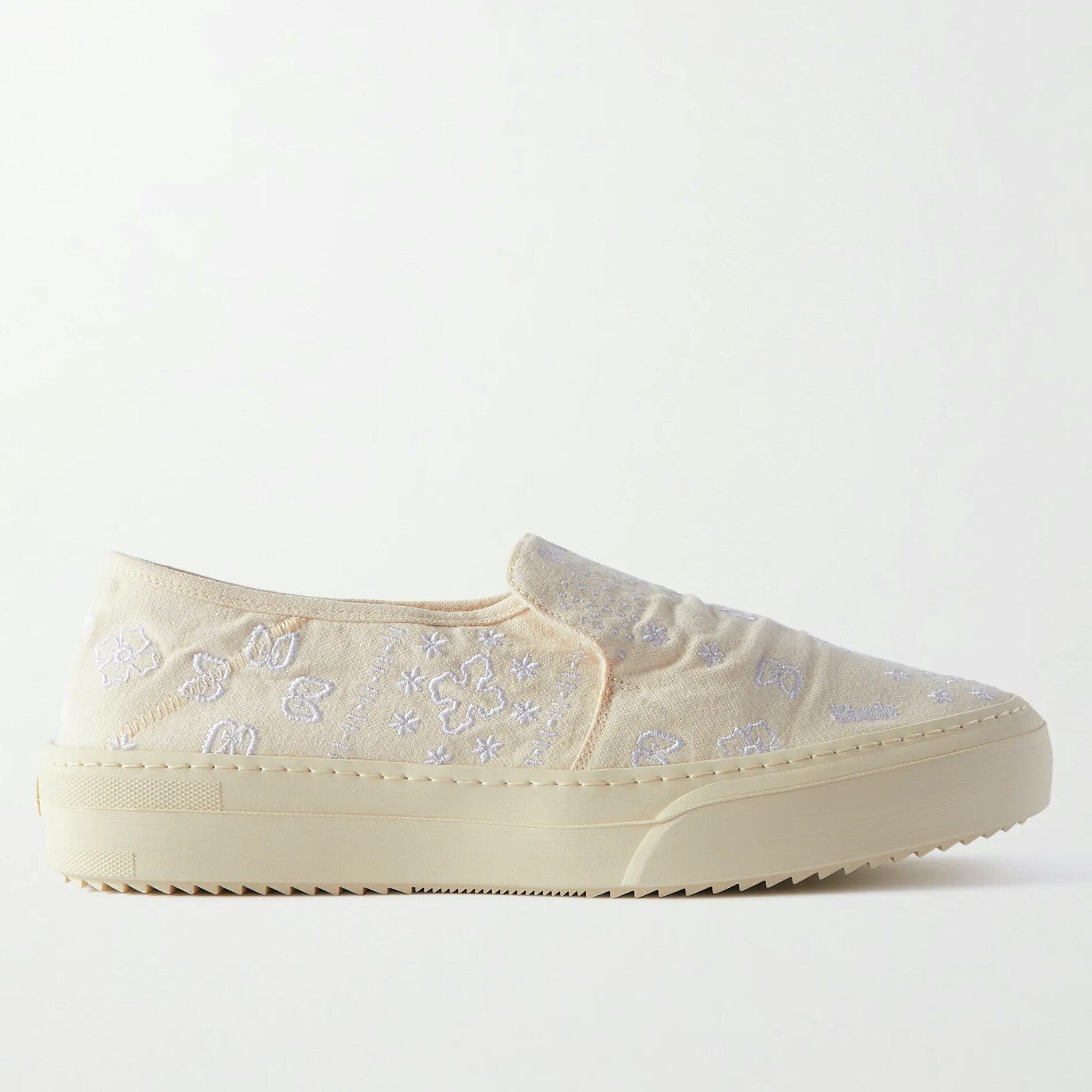 RHUDE Embroidered Canvas Slip-On Sneakers RHUDE Embroidered Canvas Slip-On Sneakers