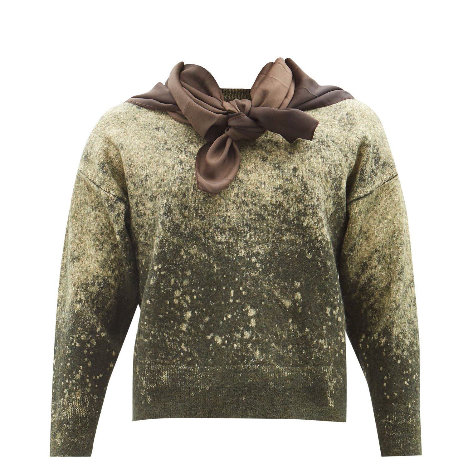 MAISON MARGIELA Scarf-neck mottled wool and cotton-blend sweater