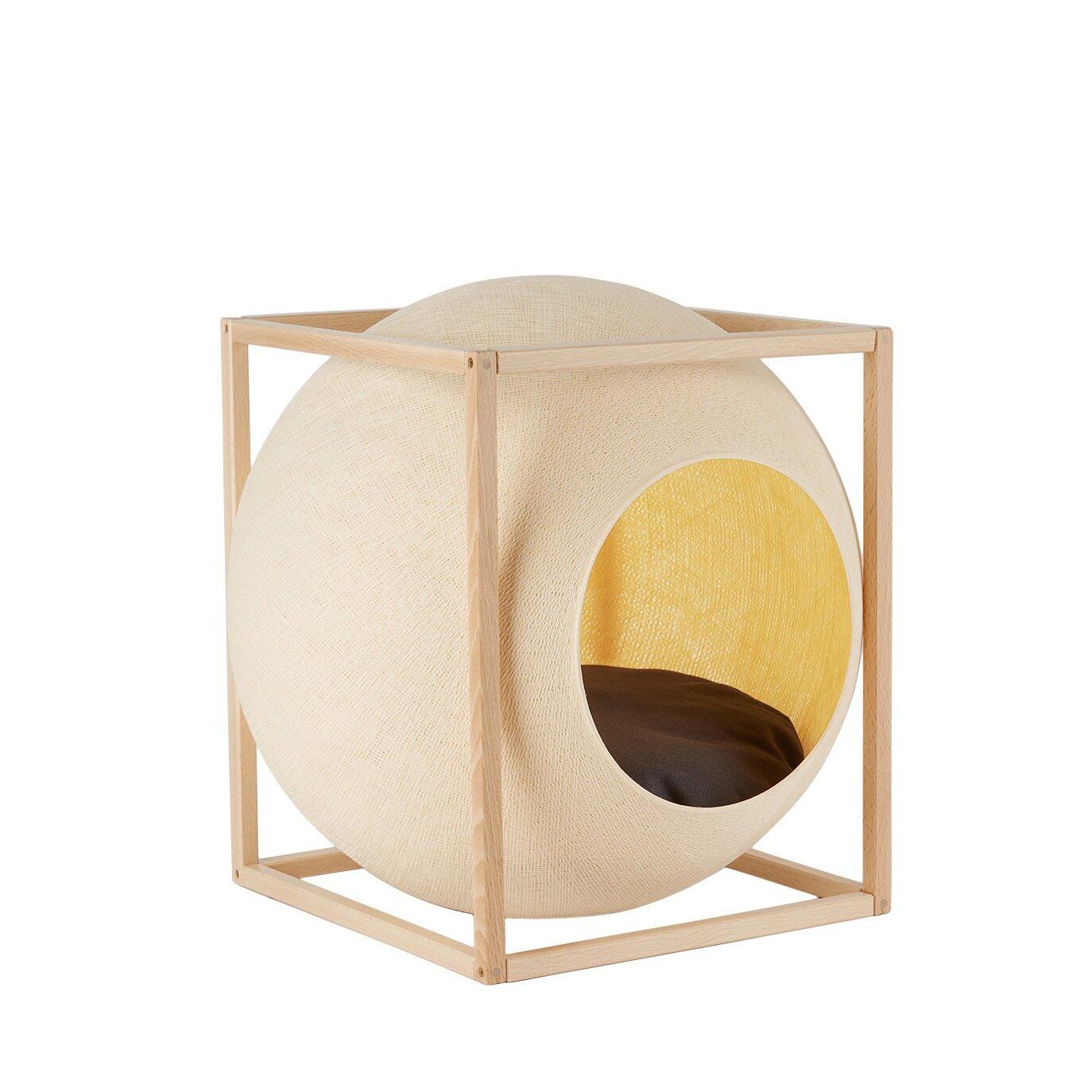 MEYOU PARIS Beige Wood 'The Cube' Cat Bed