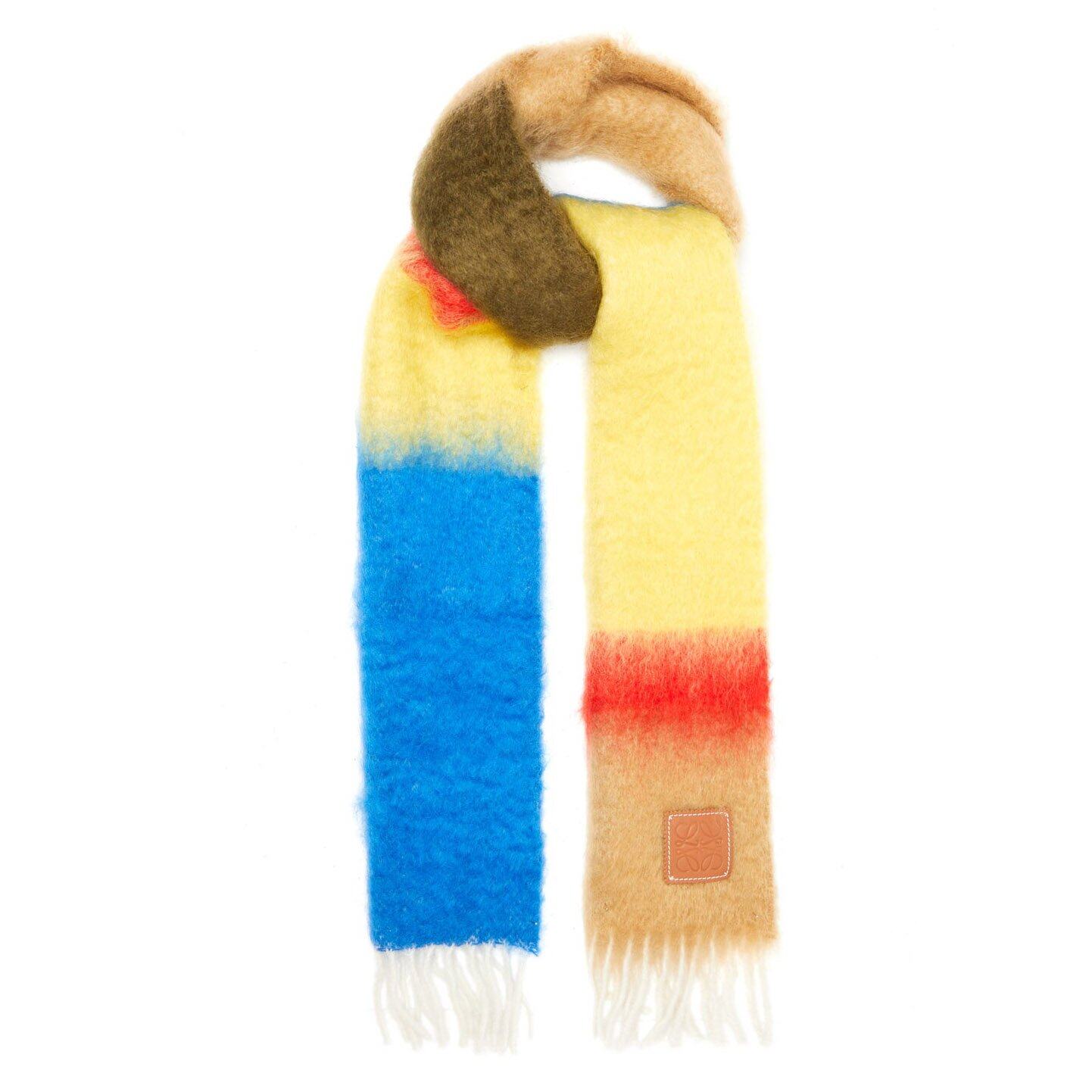 Loewe Anagram-patch striped mohair-blend scarf