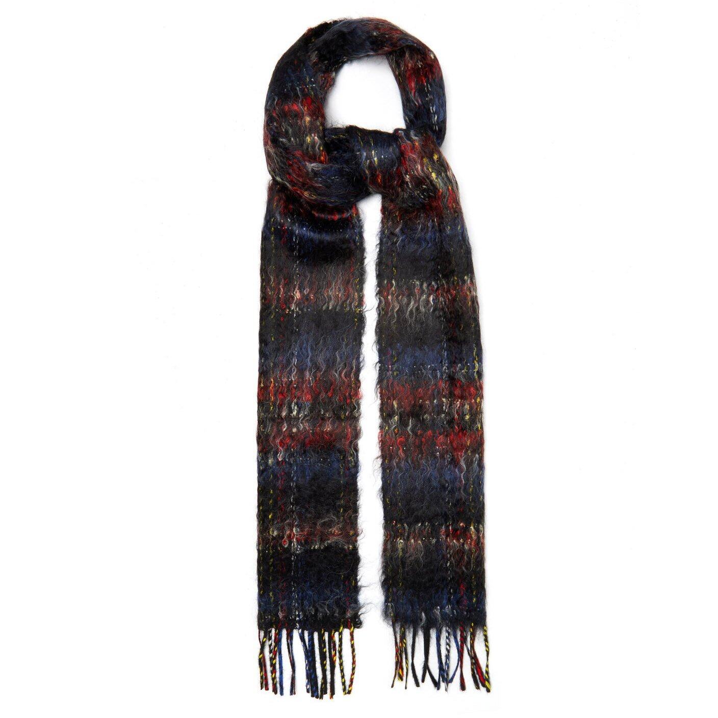 SAINT LAURENT Check brushed mohair-blend tweed scarf