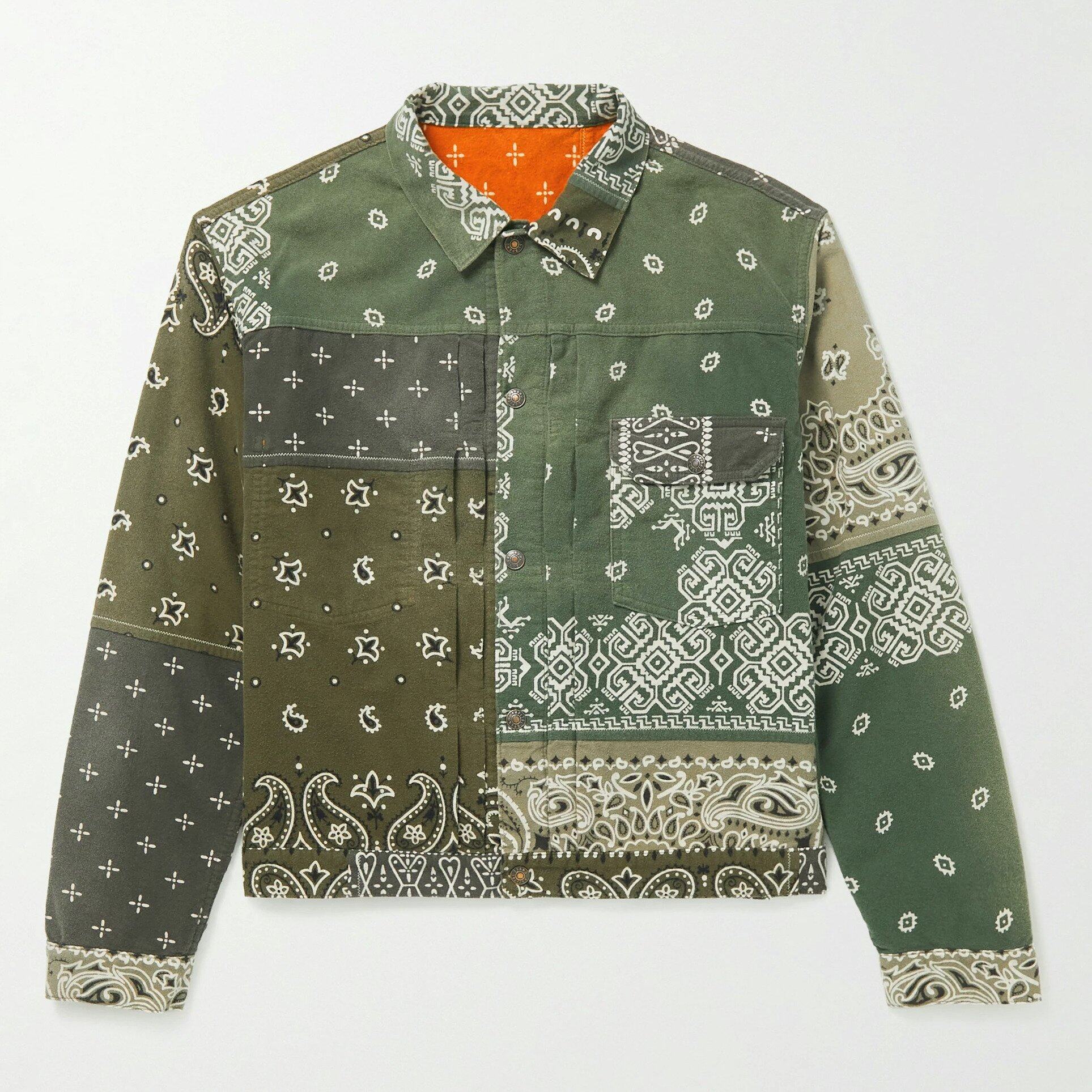 KAPITAL Slim-Fit Reversible Bandana-Print Felted Cotton Jacket