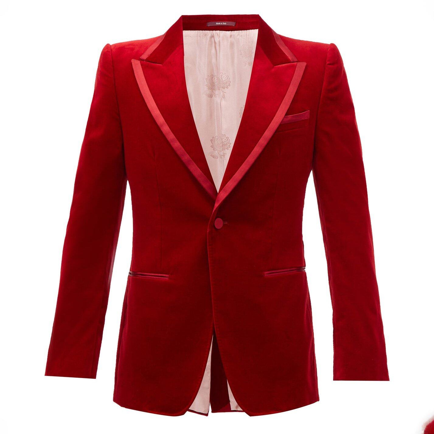 GUCCI Peak-lapel cotton-blend velvet suit jacket